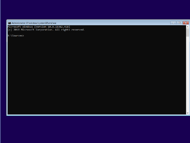 Launching CMD in Windows PE through 