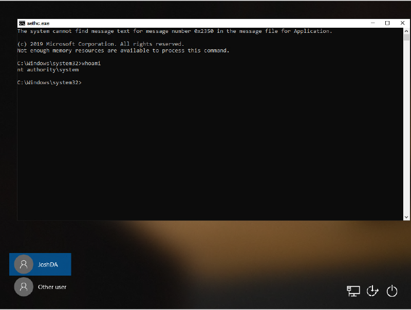 Opening a CMD at the login screen with the system account