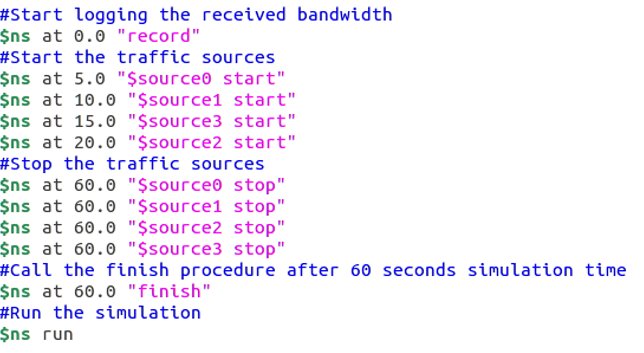 Commented source code of the event timing&rsquo;s of the simulations