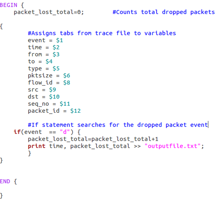 Source code for the Packet loss Gawk file